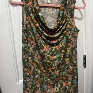 🔴5/$15🔴Cato Olive pink, white, yellow & cream Floral Tank Top, size S